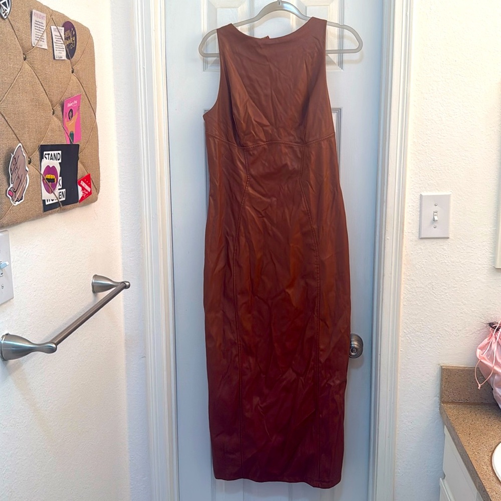Faux leather midi dress xl